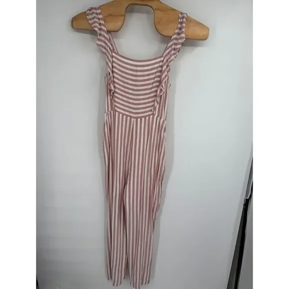 $229 Paige Women's Marino Ruffle Trim Sleeveless Striped Jumpsuit NWT Sz L - Picture 3 of 11